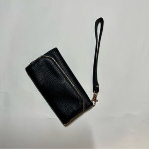 6”x3.5” Black Clutch With Metal Edge Detail